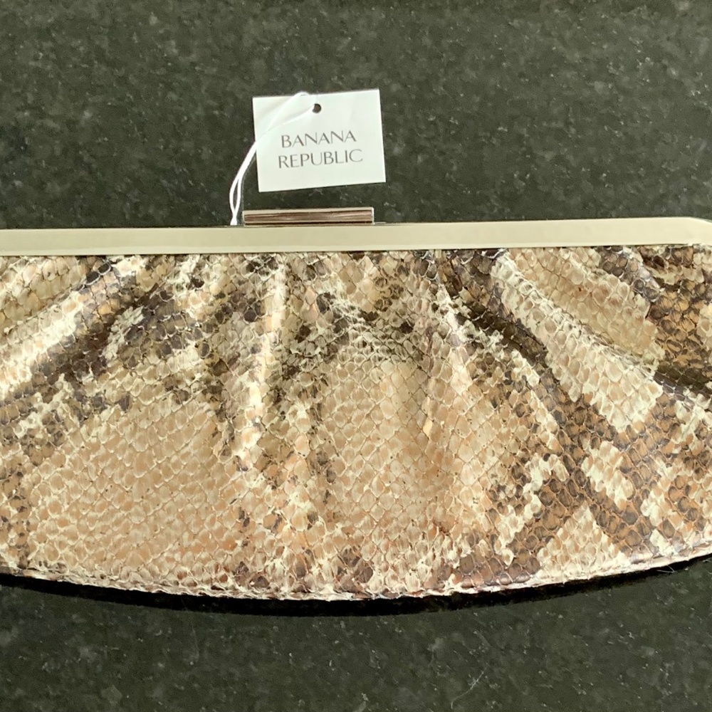 Vintage Genuine Leather Snakeskin Pattern Clutch Purse